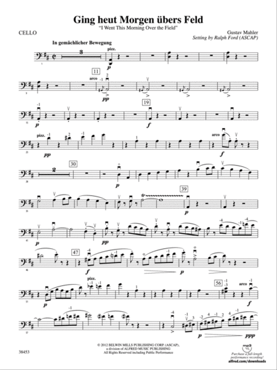 Ging heut Morgen übers Feld: Cello Full Orchestra scores gallery preview page 1