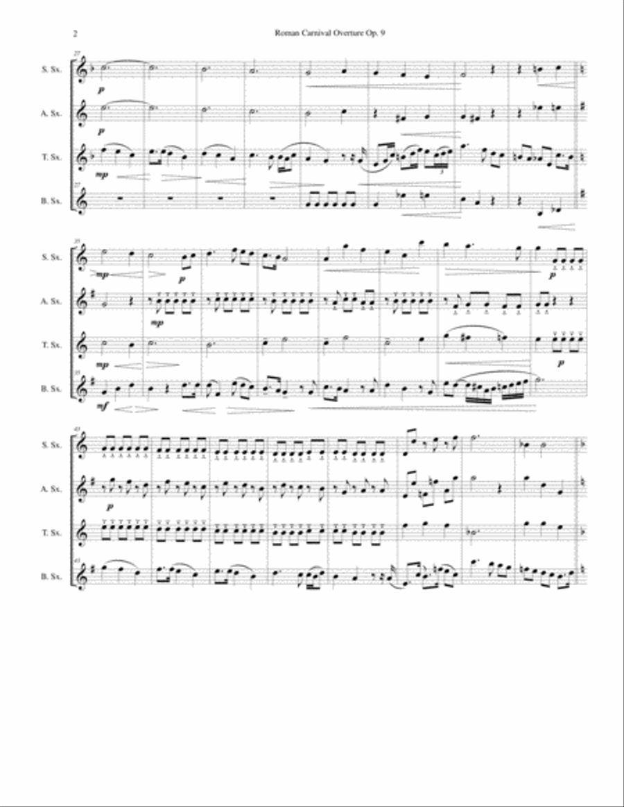 Berlioz - Roman Carnival Overture - Saxophone Quartet Saxophone Quartet scores gallery preview page 2