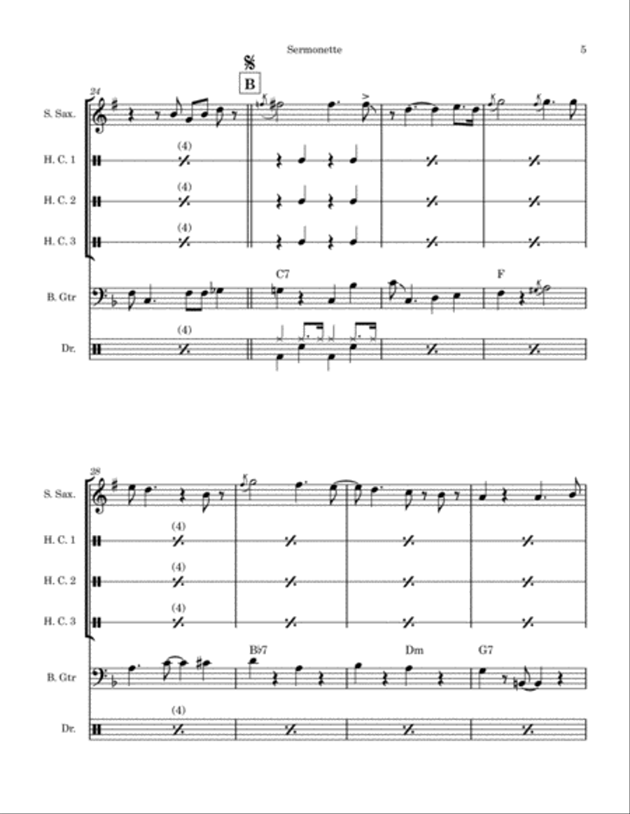 Sermonette Saxophone Quartet scores gallery preview page 5