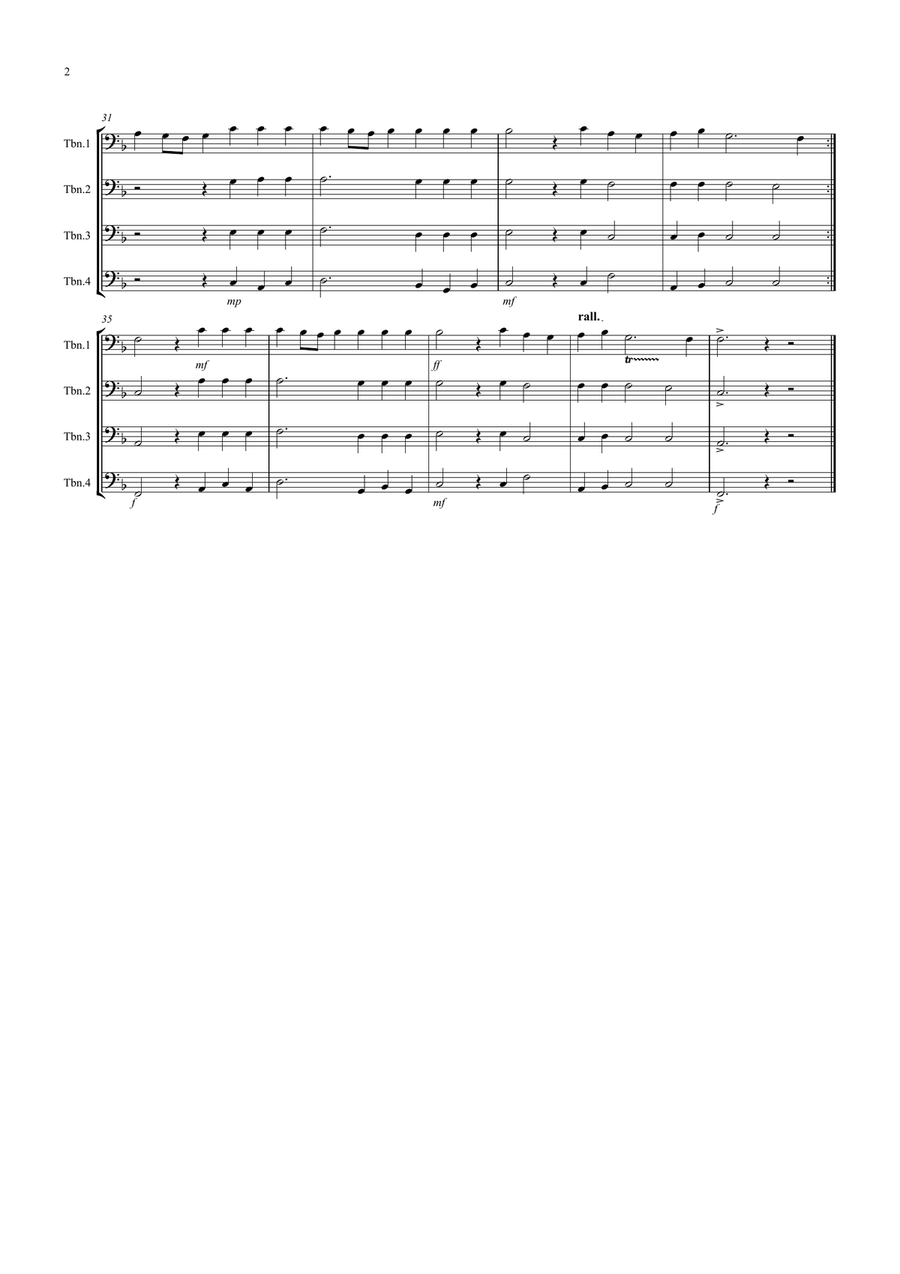 Hornpipe from Handel's Water Music for Trombone Quartet Small Ensemble scores gallery preview page 2