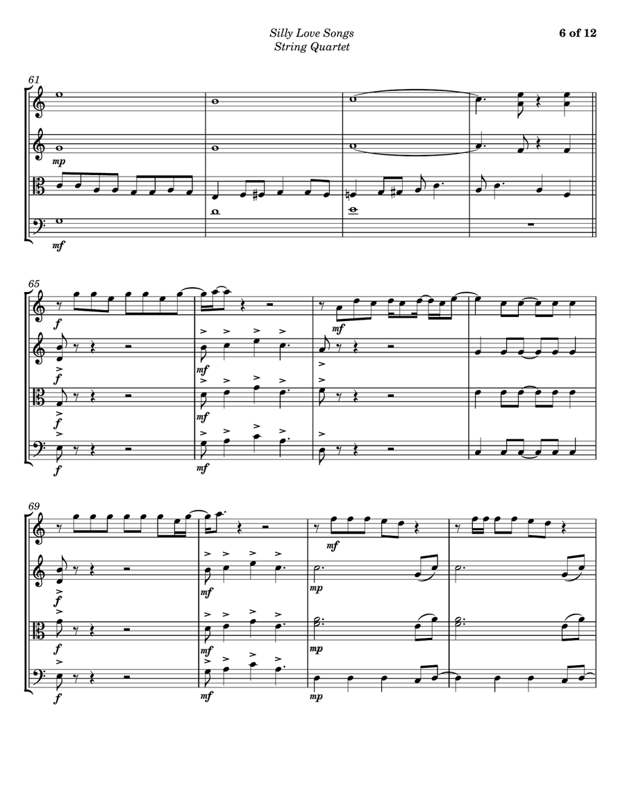 Silly Love Songs String Quartet scores gallery preview page 6