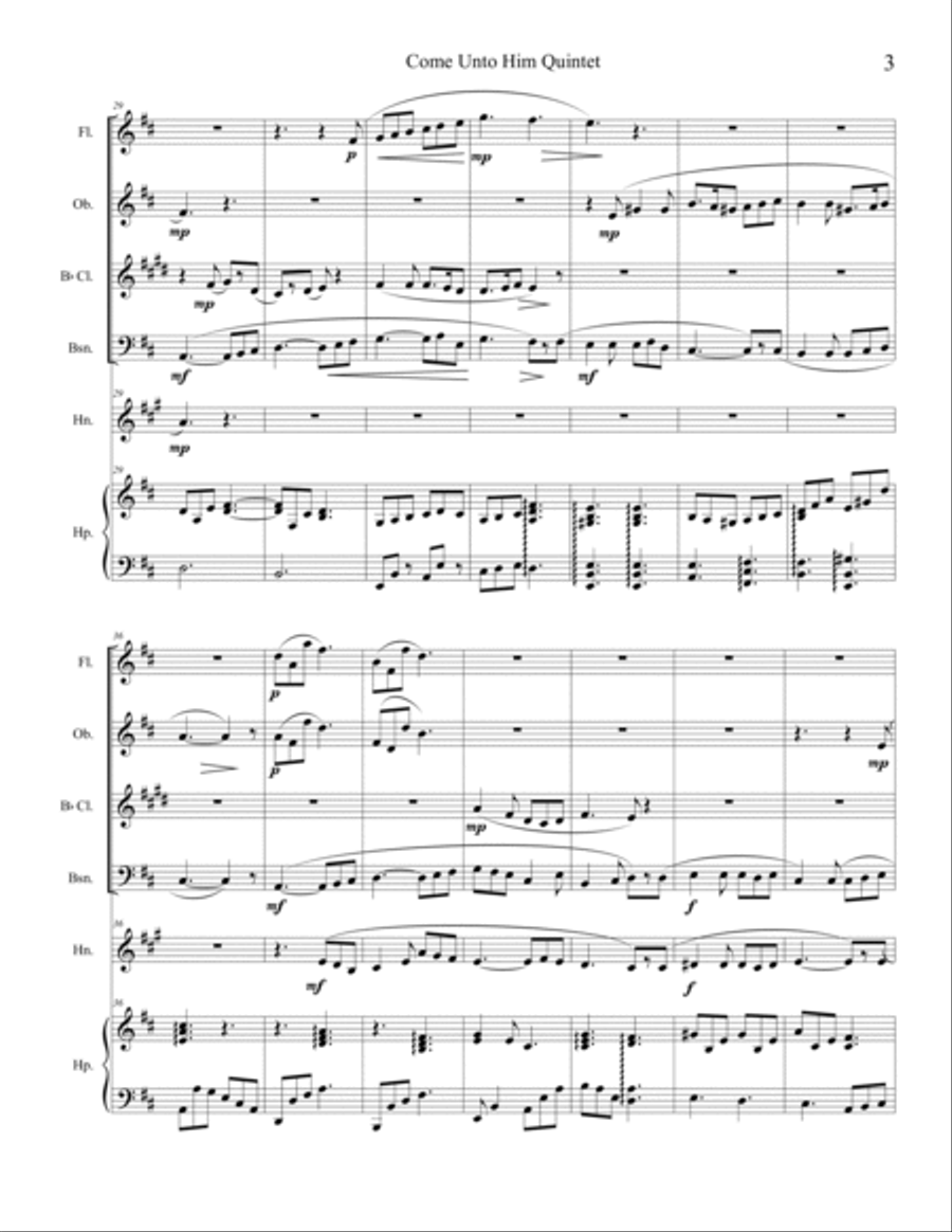 Come Unto Him Come Unto Him Woodwind Quintet scores gallery preview page 3