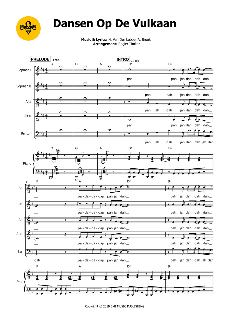 Dansen Op De Vulkaan Choir scores gallery preview page 1