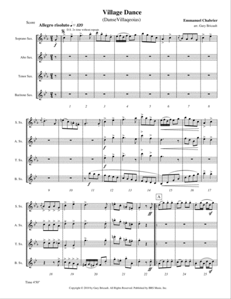 Village Dance Village Dance Saxophone Quartet scores gallery preview page 2