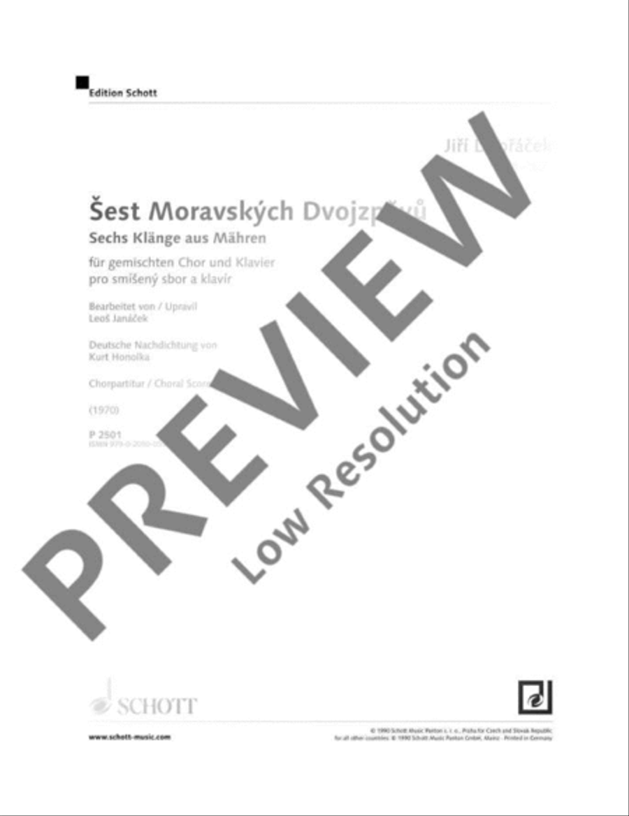Six Moravian Songs Mixed Choir scores gallery preview page 2