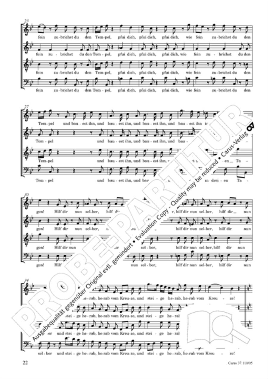 Markuspassion. Werkausgabe Reihe 1, Bd. 7 (Homilius) 4-Part scores gallery preview page 23