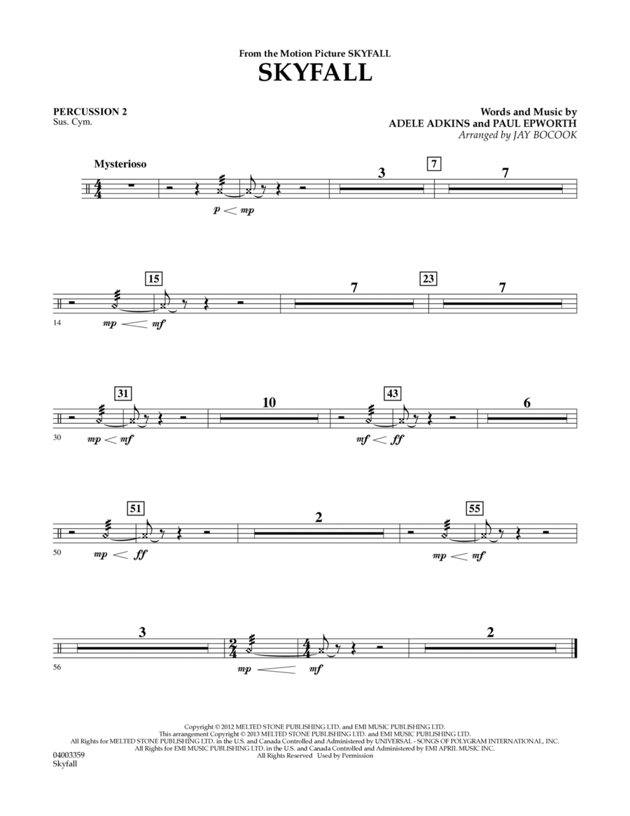 Skyfall - Percussion 2 Skyfall - Percussion 2 Concert Band scores gallery preview page 1
