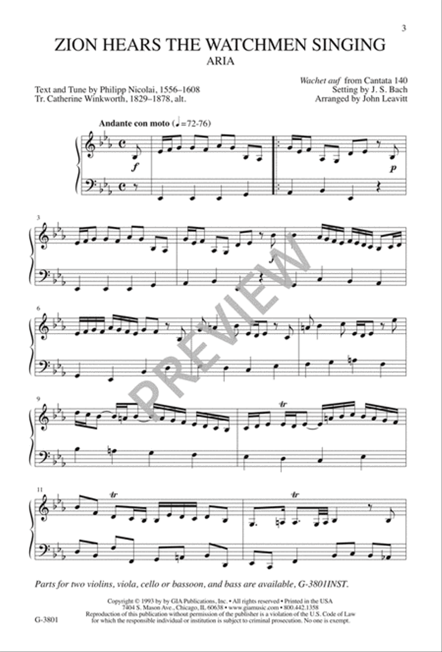 Zion Hears the Watchmen Singing 4-Part scores gallery preview page 3