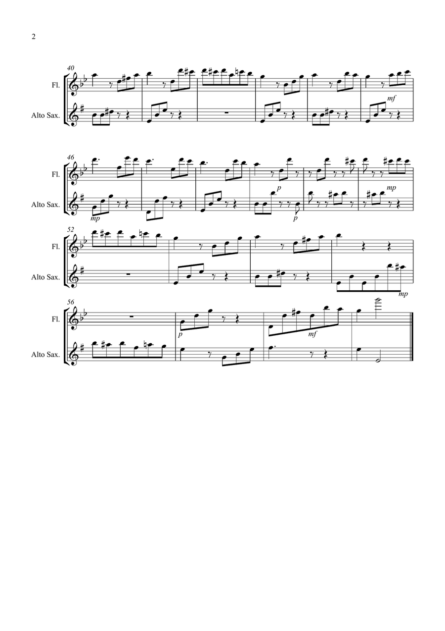 Fur Elise for Flute and Alto Saxophone Duet Woodwind Duet scores gallery preview page 2