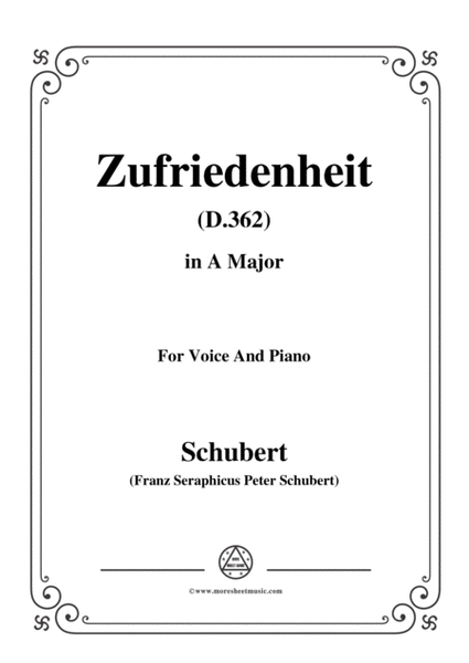 Schubert-Zufriedenheit(Contentment),D.362,in A Major,for Voice&Piano image number null