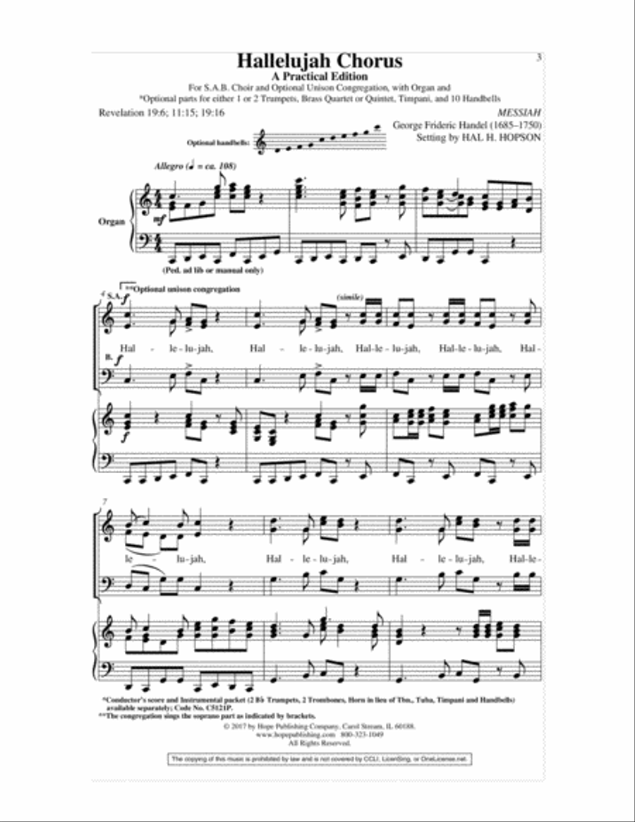 Hallelujah Chorus-SAB-Digital Download 3-Part scores gallery preview page 3