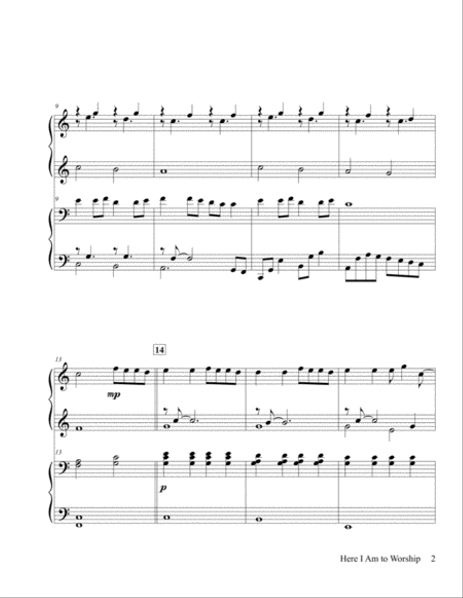 Here I Am To Worship Piano scores gallery preview page 3