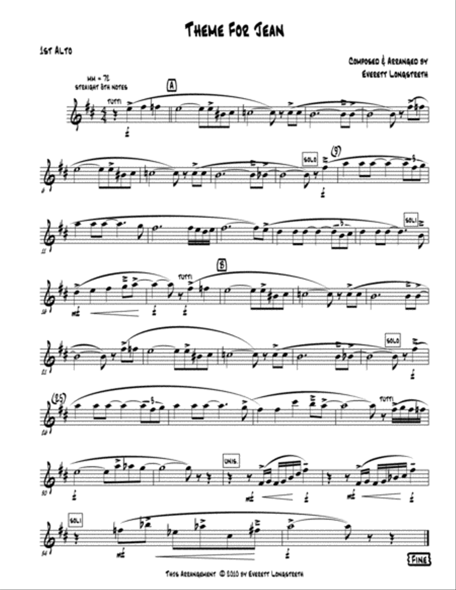 Theme For Jean Jazz Ensemble scores gallery preview page 6