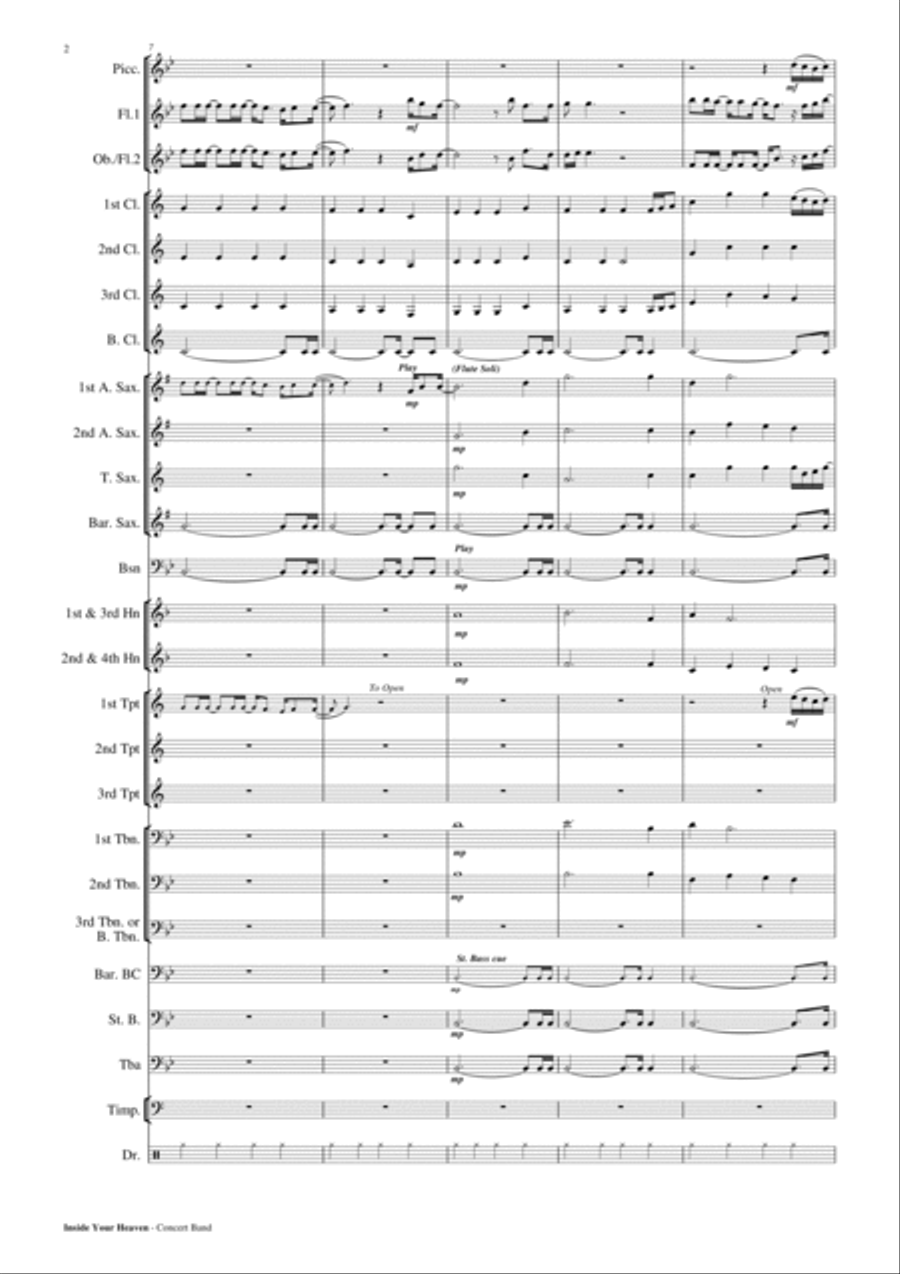 Inside Your Heaven Concert Band scores gallery preview page 3