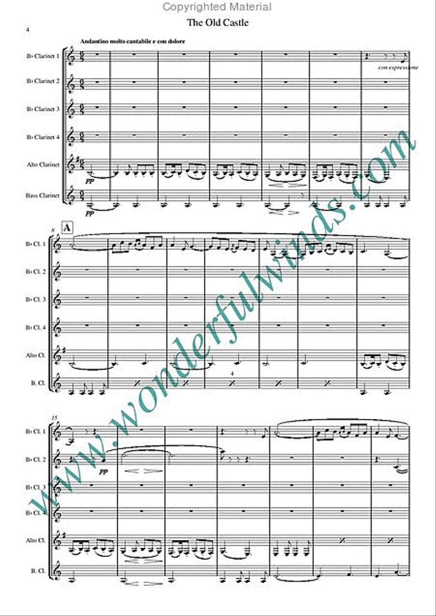 Promenade And The Old Castle Clarinet Choir scores gallery preview page 2