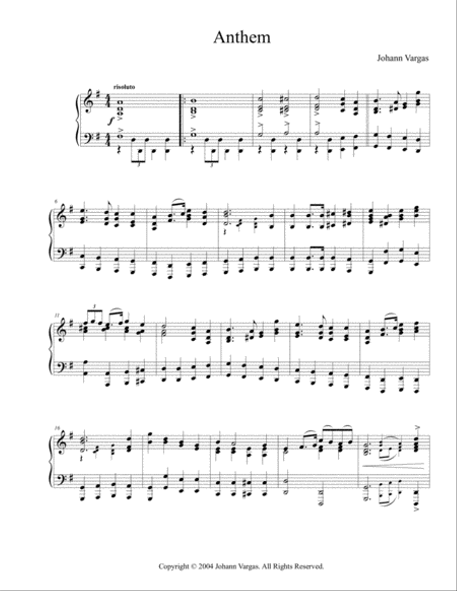 Anthem Anthem Piano Solo scores gallery preview page 1