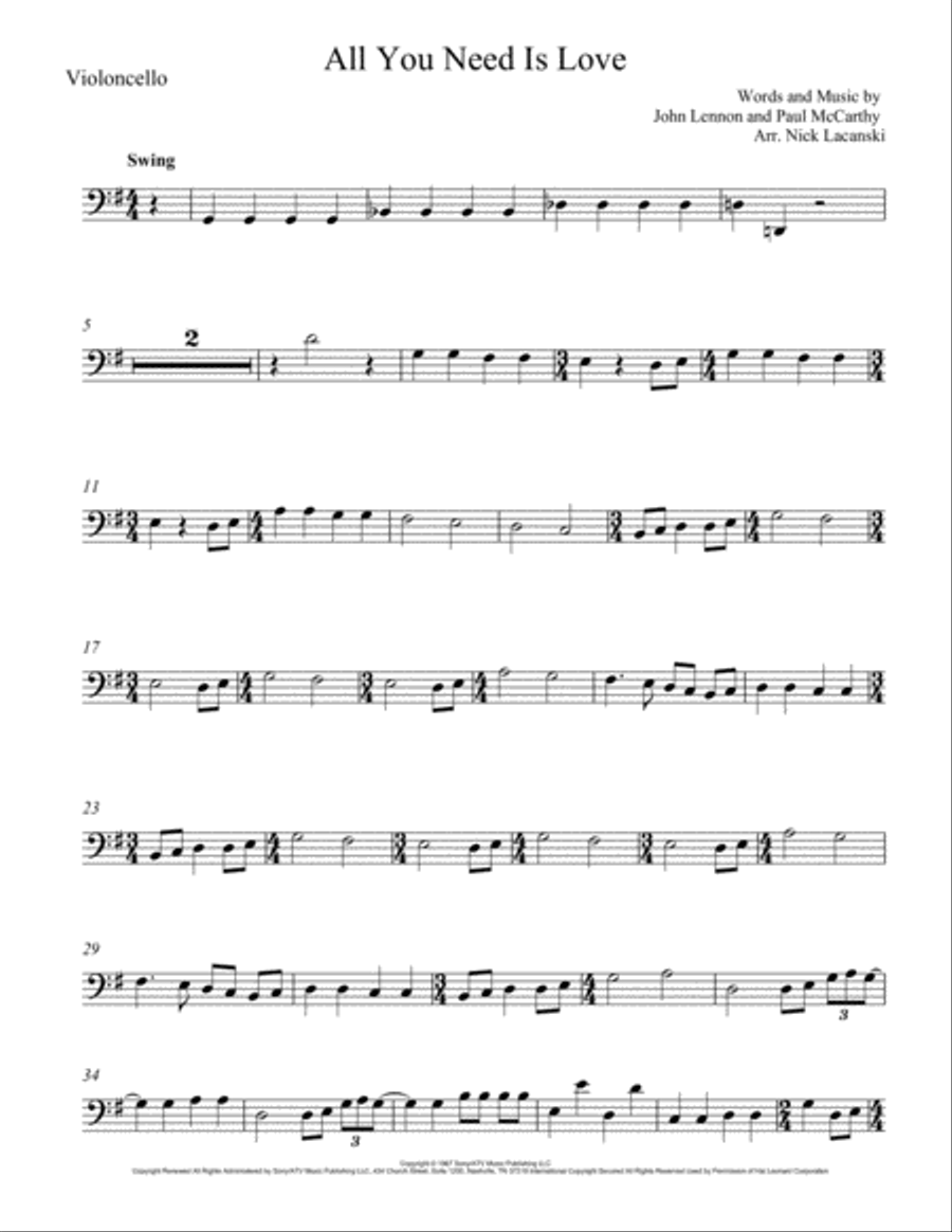 All You Need Is Love String Quartet scores gallery preview page 6
