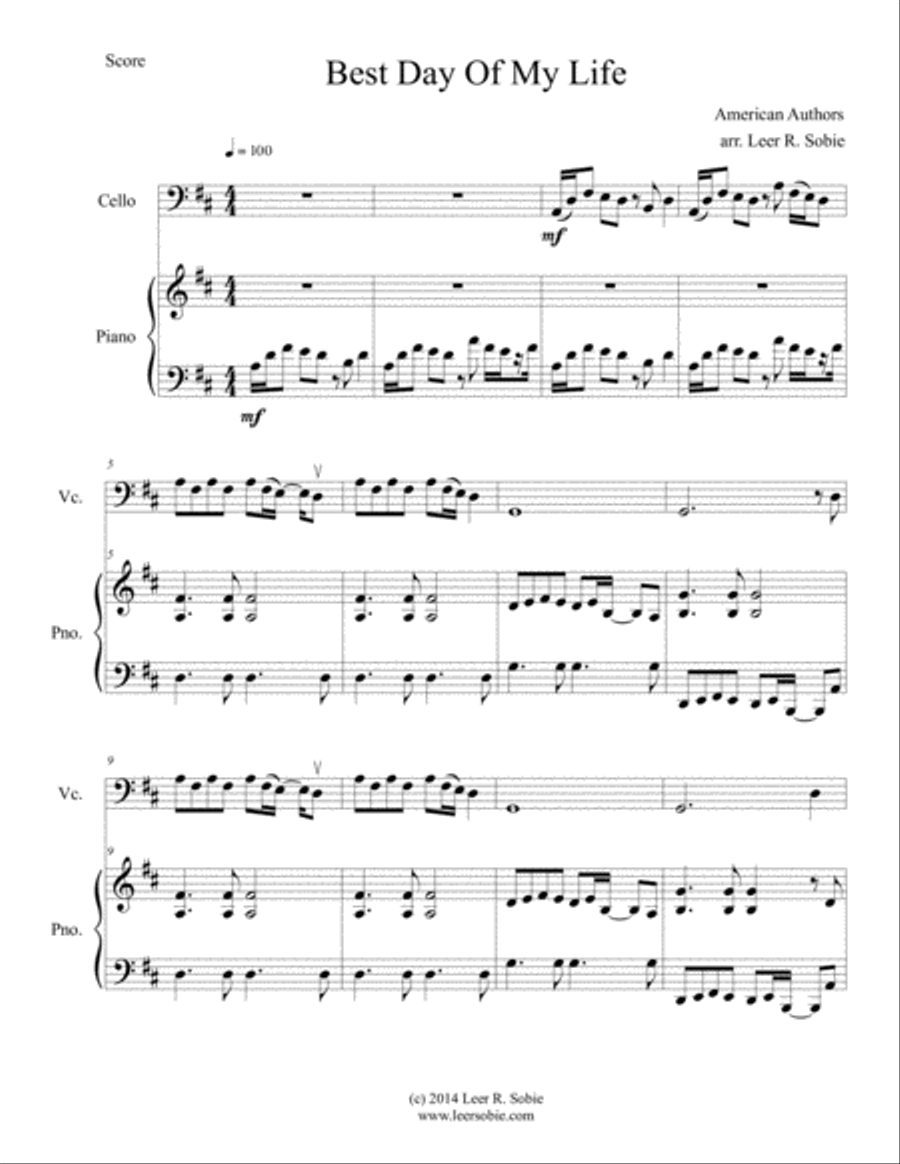 Best Day Of My Life Best Day Of My Life String Duet scores gallery preview page 1
