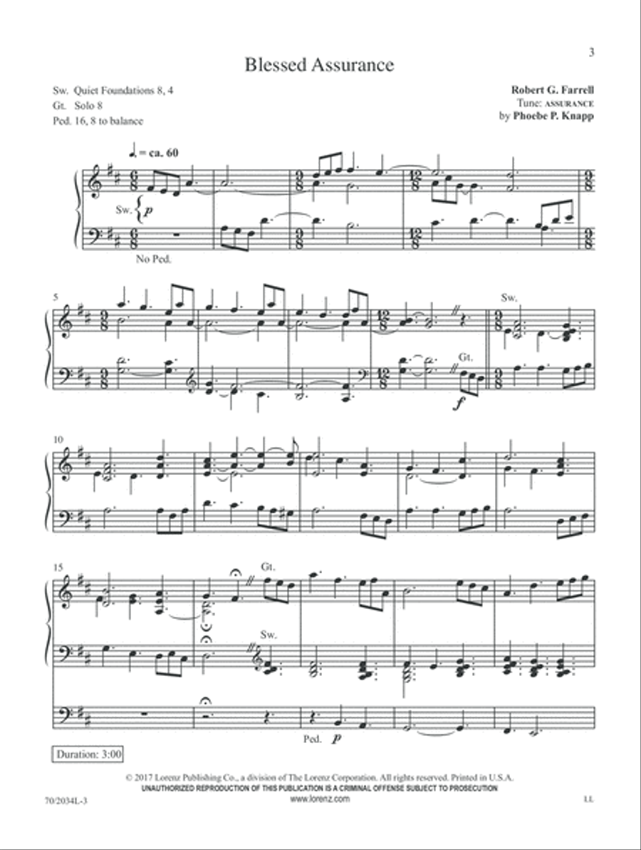 Blessed Assurance (Digital Delivery) Organ scores gallery preview page 3