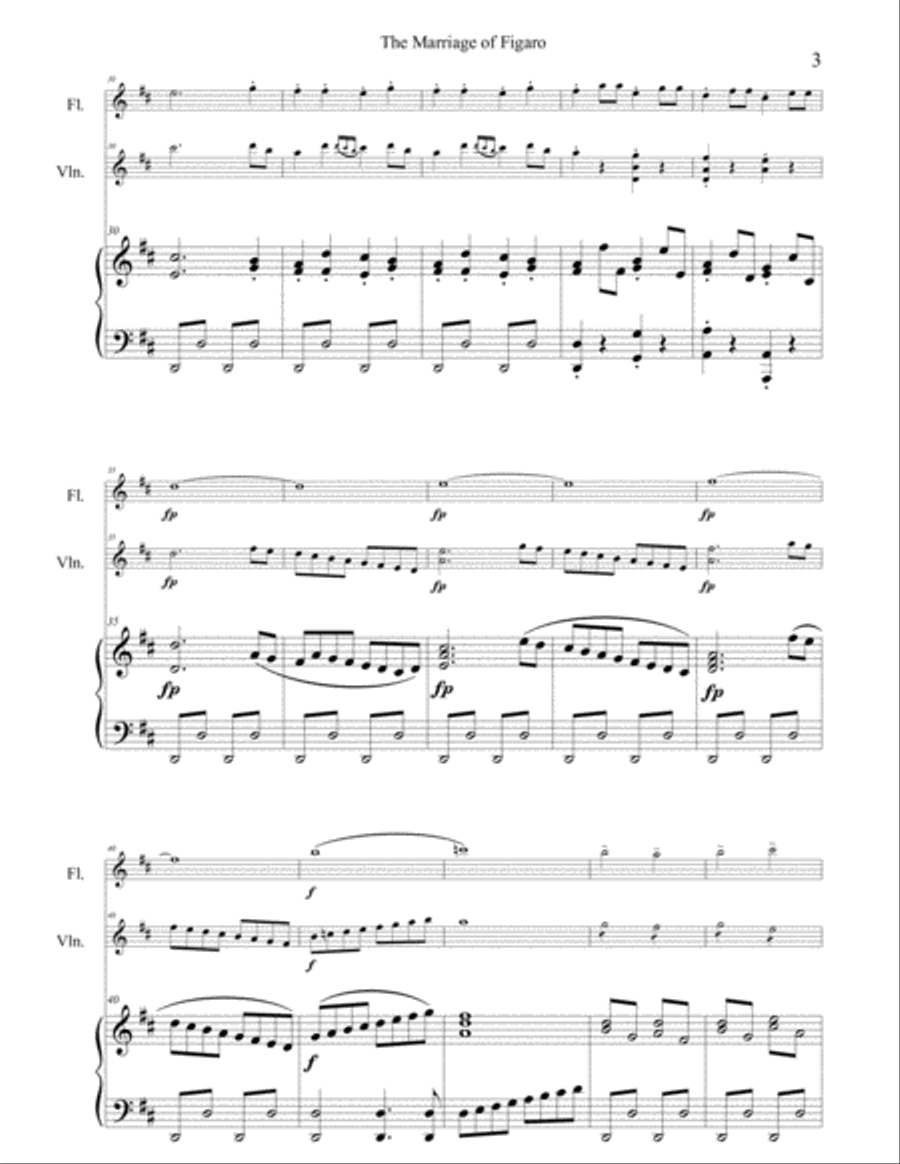 Mozart The Marriage of Figaro Symphony for Flute Violin and Piano Small Ensemble scores gallery preview page 4