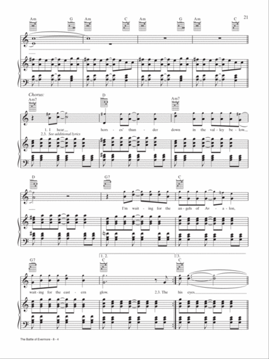 The Battle of Evermore Piano, Vocal, Guitar scores gallery preview page 4