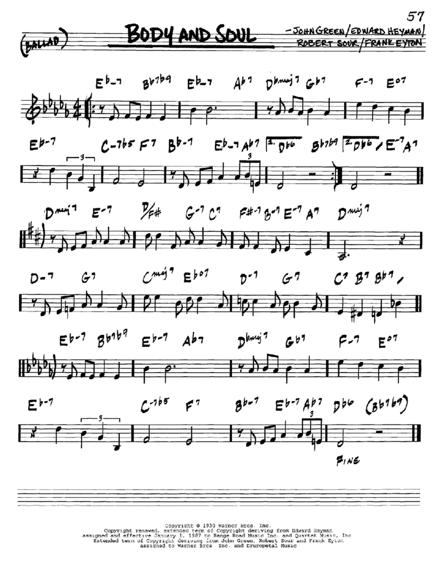 Body And Soul Piano scores gallery preview page 1