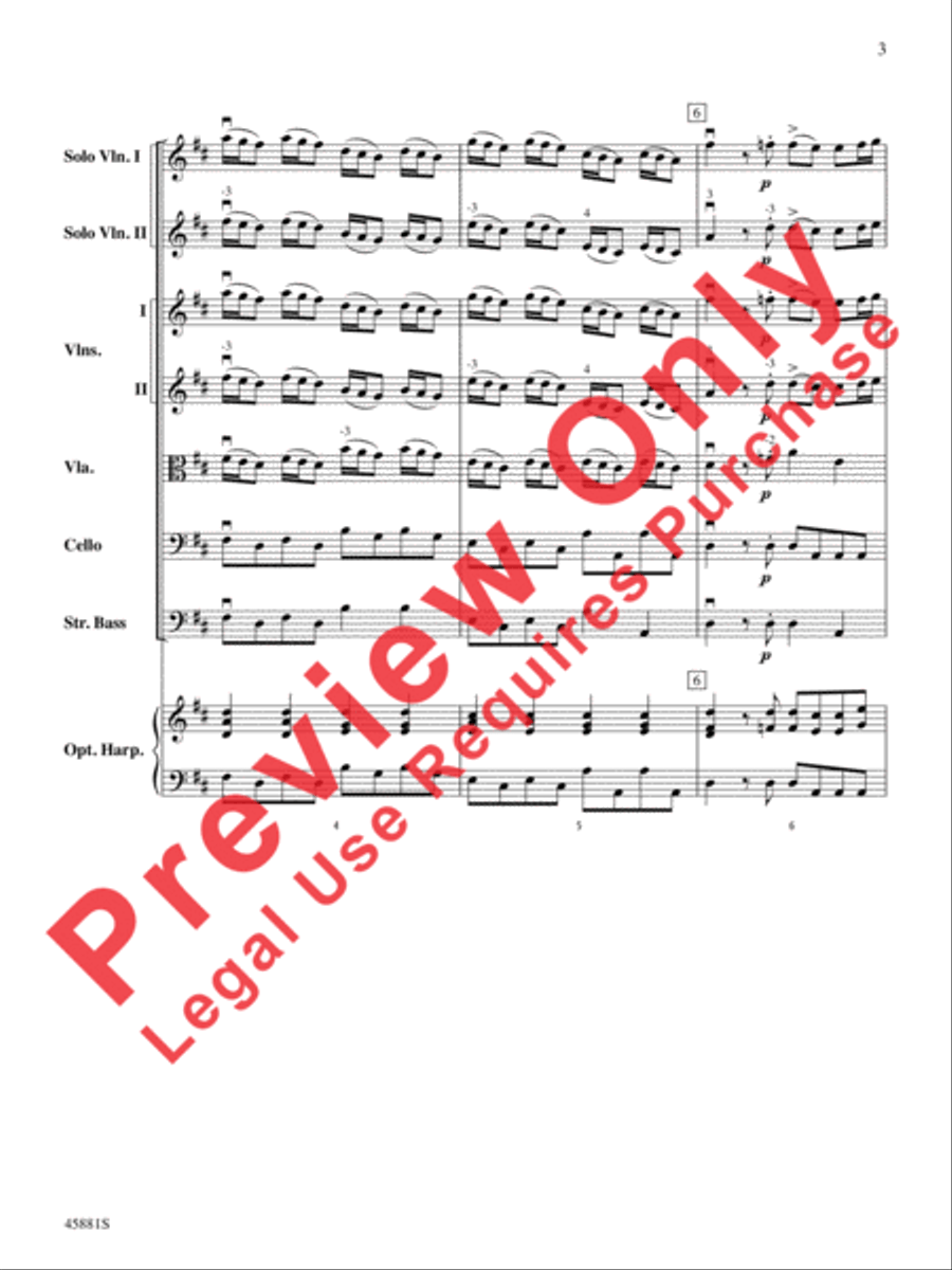 Concerto for Two Violins in D Major String Orchestra scores gallery preview page 3