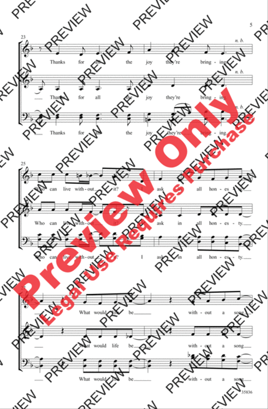 Thank You for the Music 4-Part scores gallery preview page 5