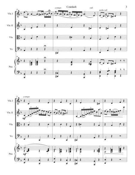 Vittorio Monti - Czardash arr. for piano quintet (score and parts)