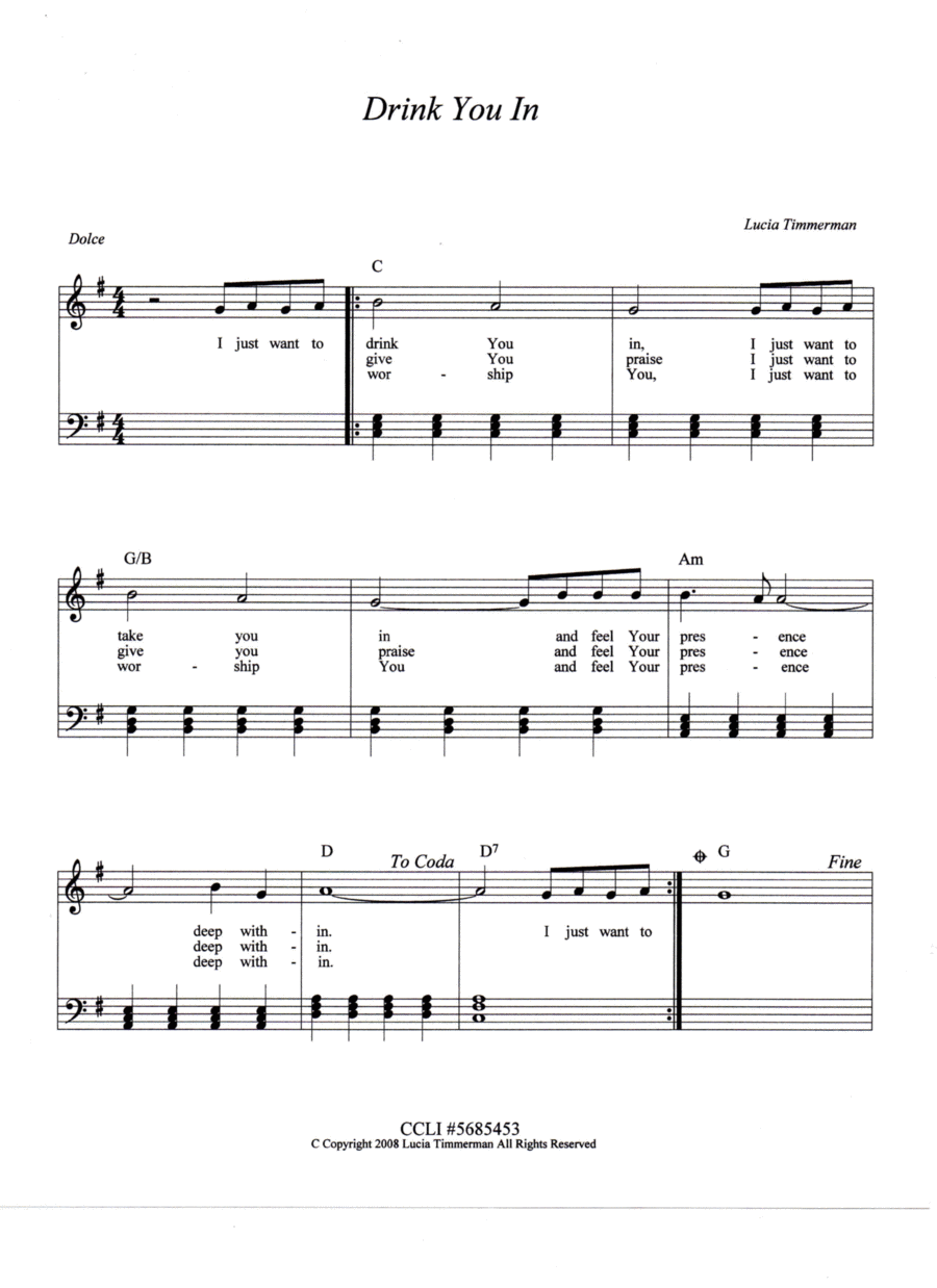 Drink You In Piano Solo scores gallery preview page 1