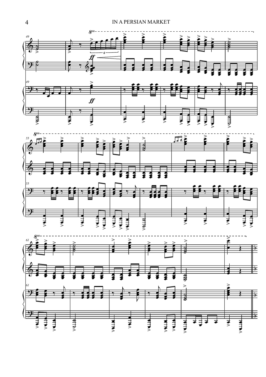 IN A PERSIAN MARKET (Piano 4-hands) Piano Duet scores gallery preview page 4
