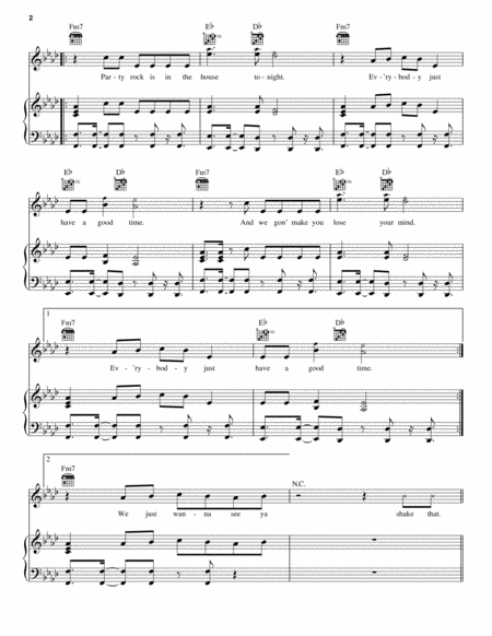 Party Rock Anthem Piano, Vocal, Guitar - Digital Sheet Music