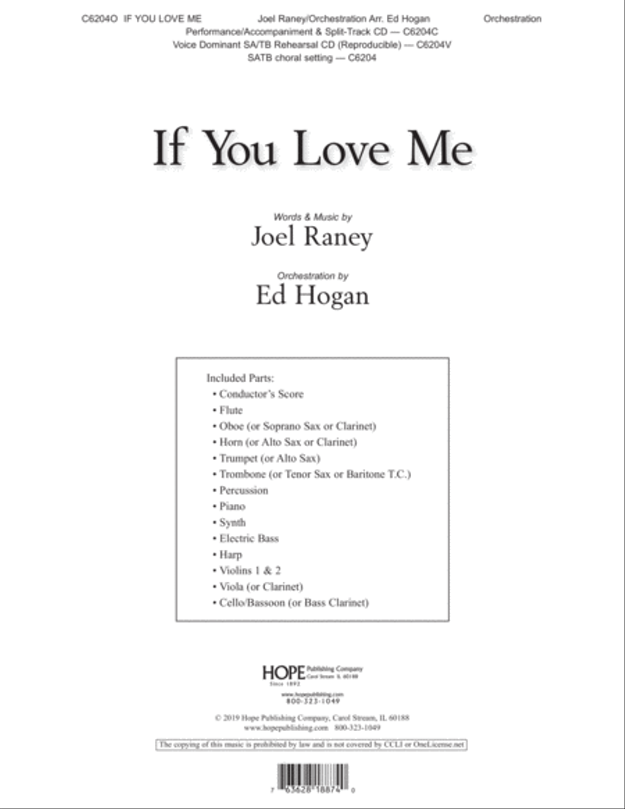 If You Love Me Choir scores gallery preview page 1