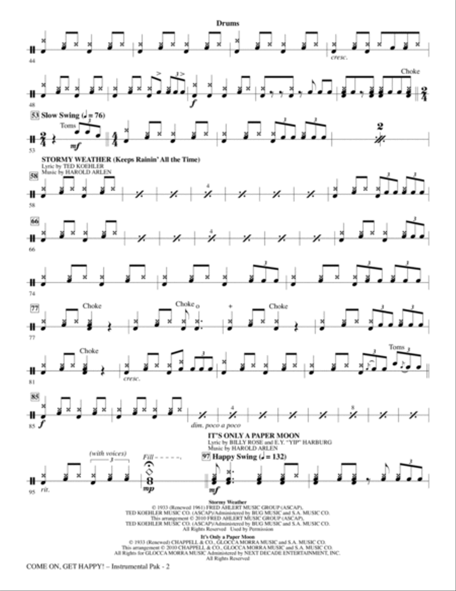 Come On, Get Happy! The Music Of Harold Arlen In Concert (Medley) - Drums Choir scores gallery preview page 2