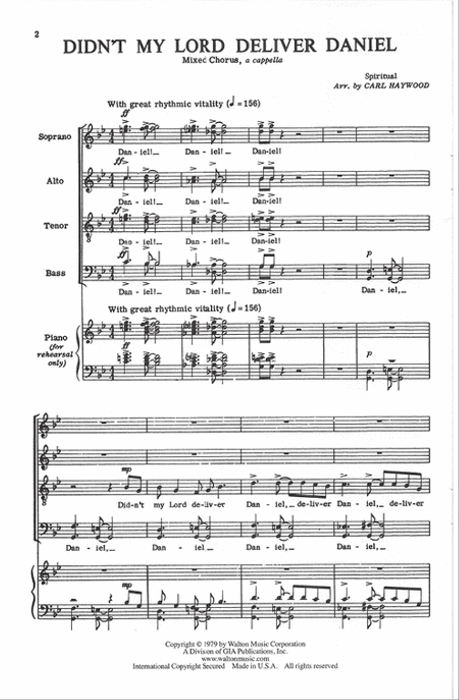 Didn't My Lord Deliver Daniel - SATB divisi Divisi scores gallery preview page 2