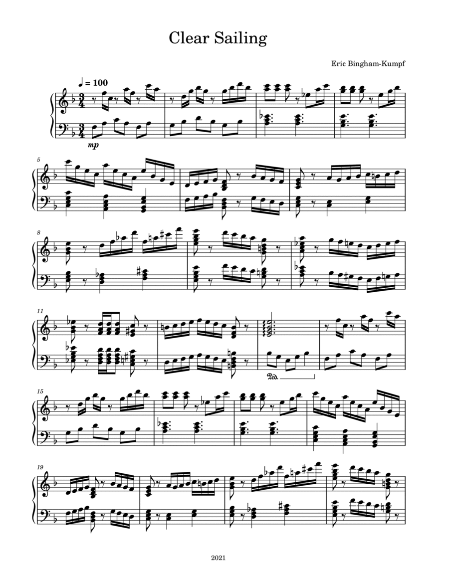 Clear Sailing Clear Sailing Piano Solo scores gallery preview page 1