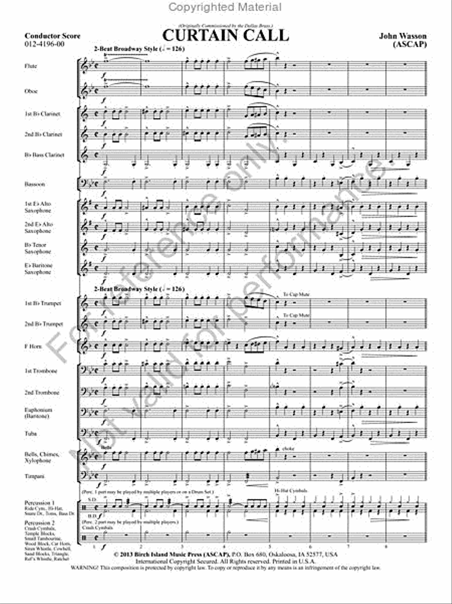 Curtain Call Curtain Call Concert Band scores gallery preview page 2