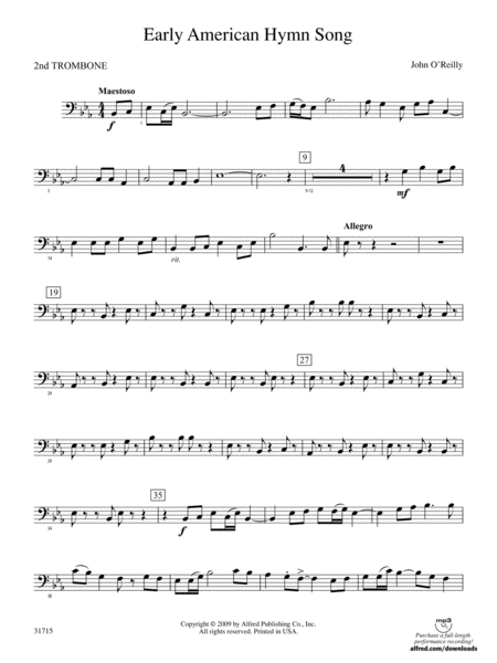 Early American Hymn Song: 2nd Trombone