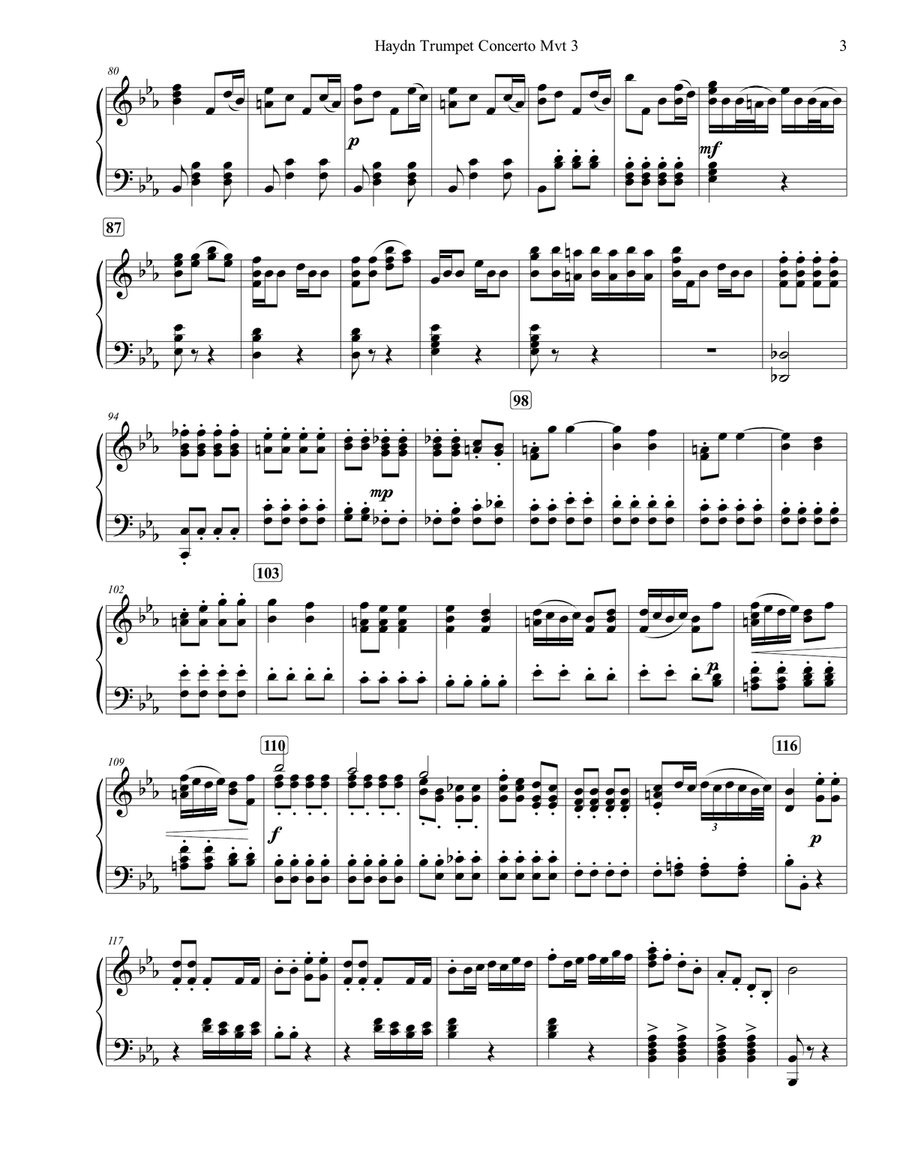 Haydn Trumpet Concerto Mvt 3 Trumpet scores gallery preview page 3
