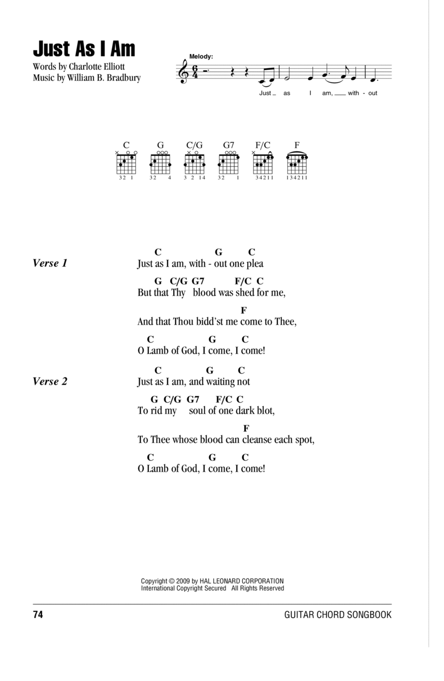 Just As I Am Easy Guitar scores gallery preview page 1