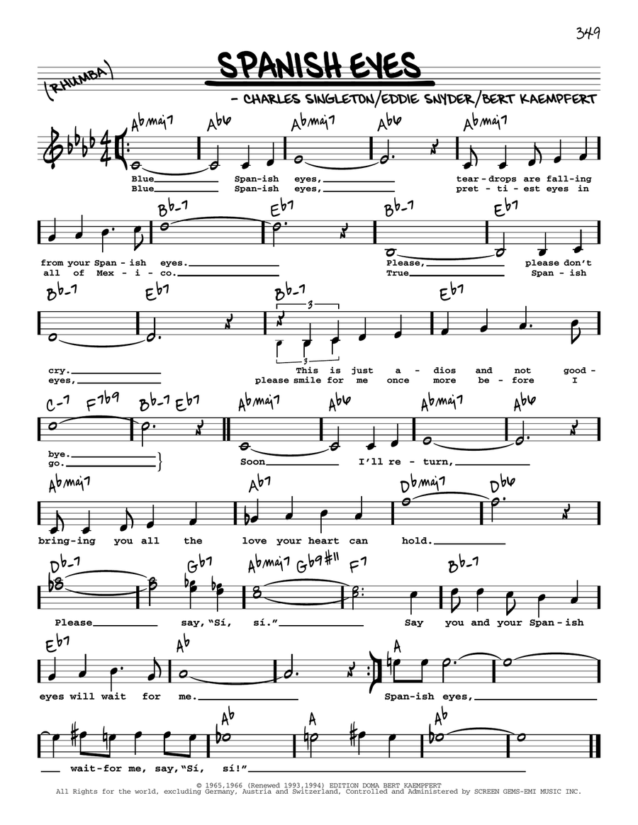 Spanish Eyes (High Voice) High Voice scores gallery preview page 1