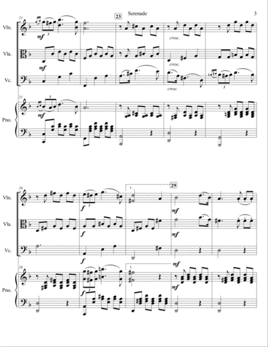 Franz Schubert - Serenade from Schwanengesand arr. for piano quartet (score and parts) Piano Quartet scores gallery preview page 3