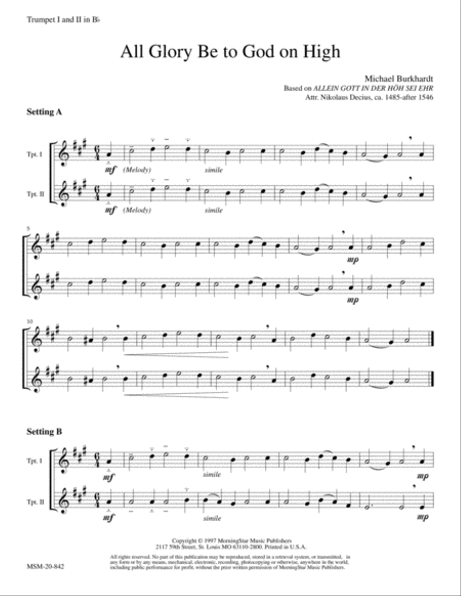All Glory Be to God on High (Allein Gott in der Höh) Choir scores gallery preview page 4