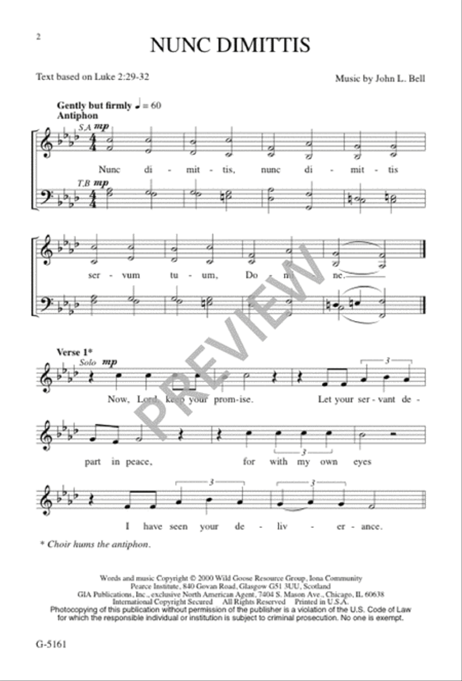 Nunc Dimittis 4-Part scores gallery preview page 3