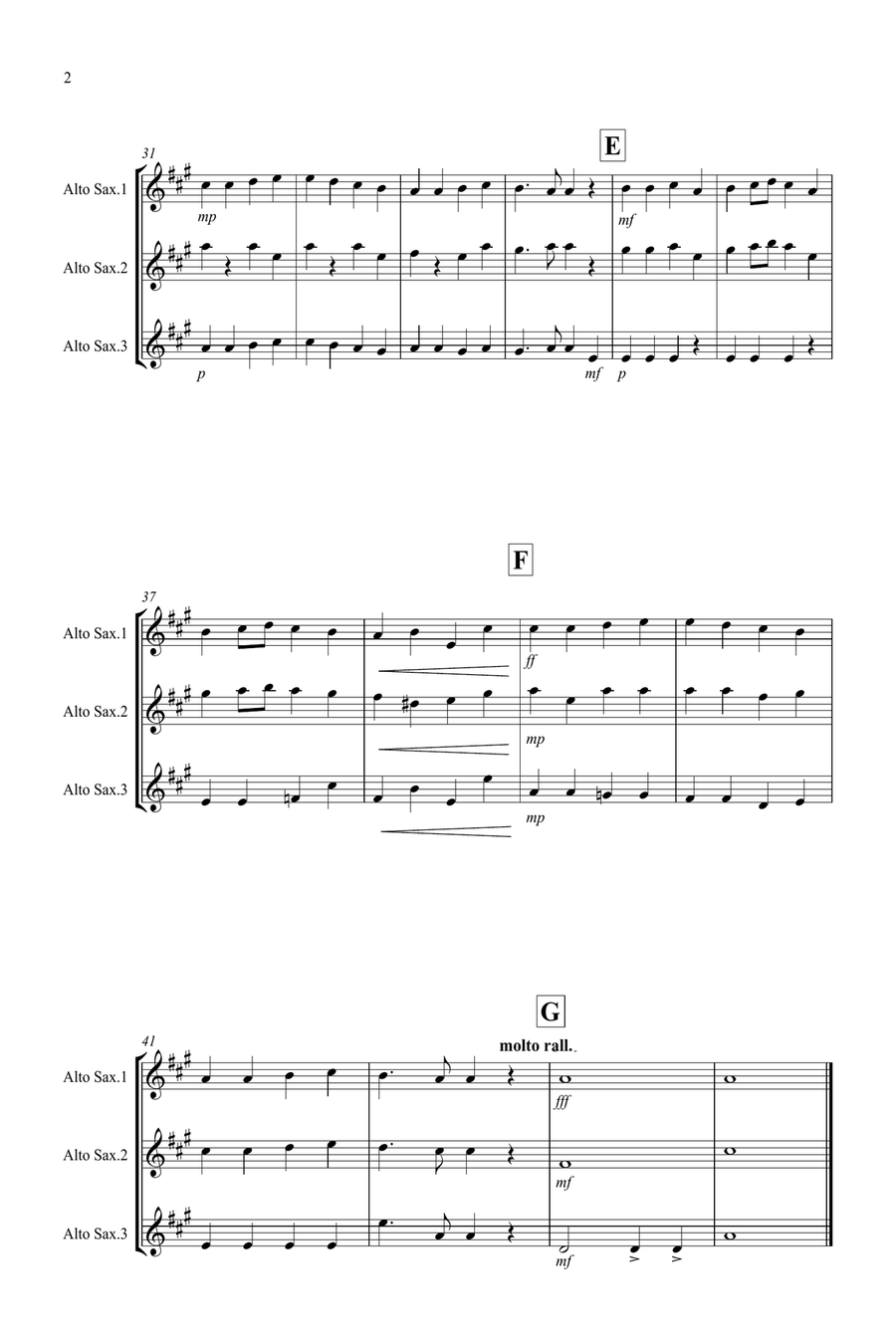 Ode to Joy for Alto Saxophone Trio Woodwind Trio scores gallery preview page 2