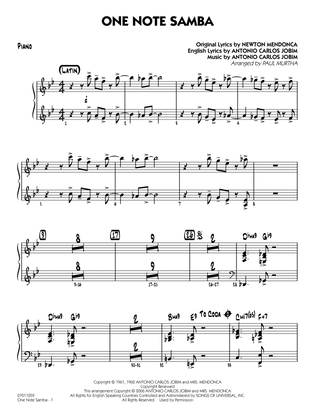 Book cover for One Note Samba (arr. Paul Murtha) - Piano