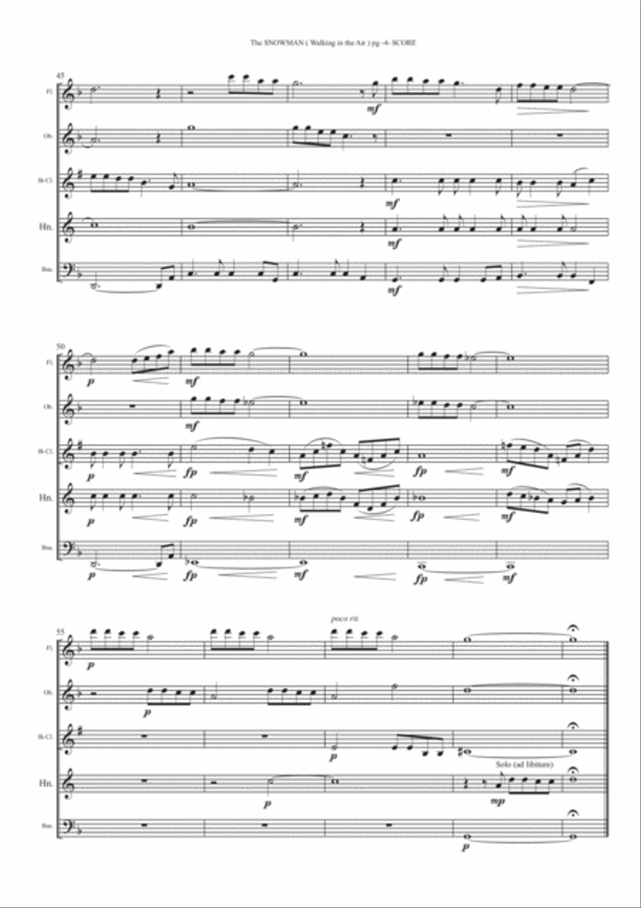 Walking In The Air Walking In The Air Woodwind Quintet scores gallery preview page 6