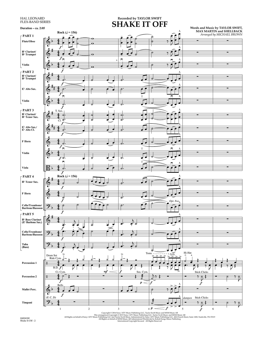 Shake It Off - Conductor Score (Full Score) Concert Band scores gallery preview page 2