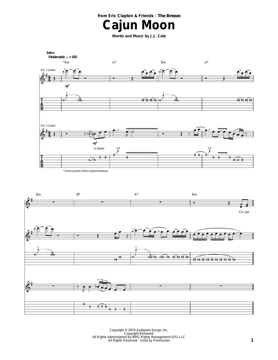 Cajun Moon Cajun Moon Acoustic Guitar scores gallery preview page 1