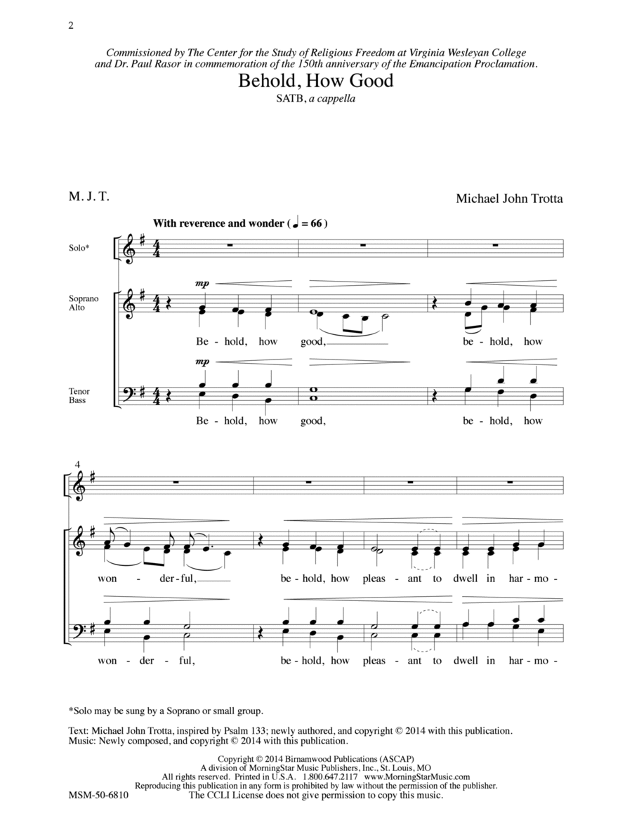 Behold, How Good 4-Part scores gallery preview page 1